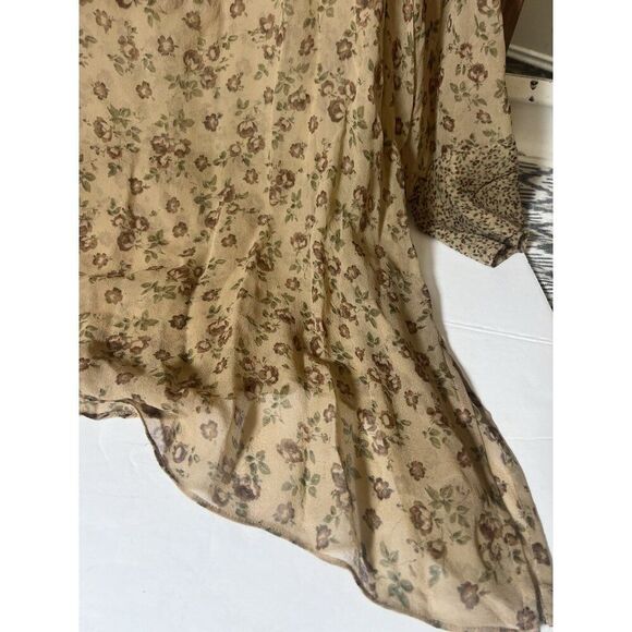 ICE Vintage Y2K Top  100% Silk Sheer Floral Nature Fairy Whimsigoth Artsy 3XL - Picture 5 of 7